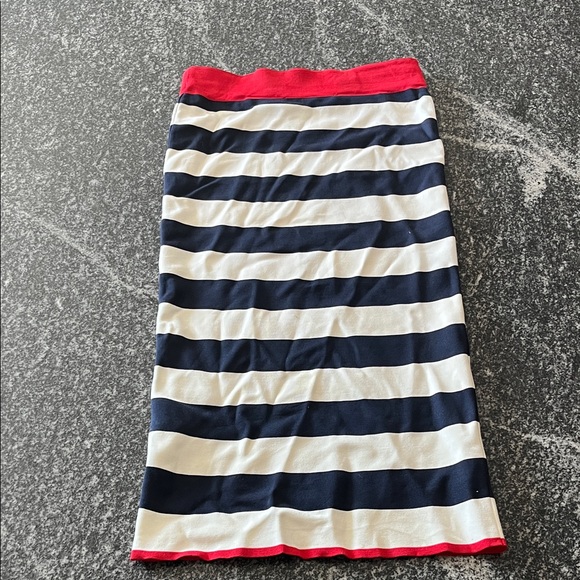 Only Navy and White Striped Pencil Skirt with Red Waistband - Picture 3 of 4